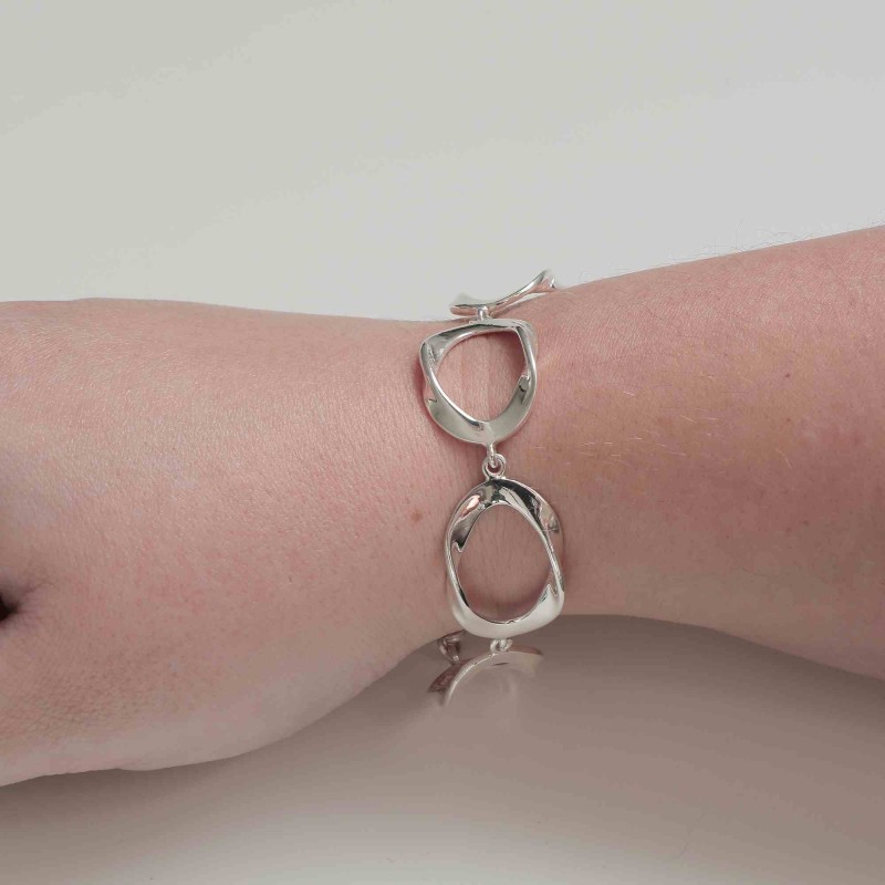 Bracelet En Argent Massif Torsadé - Occasion, Couleur Noir
