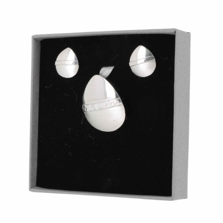 Parure ovales en argent lisse martelé et brossé