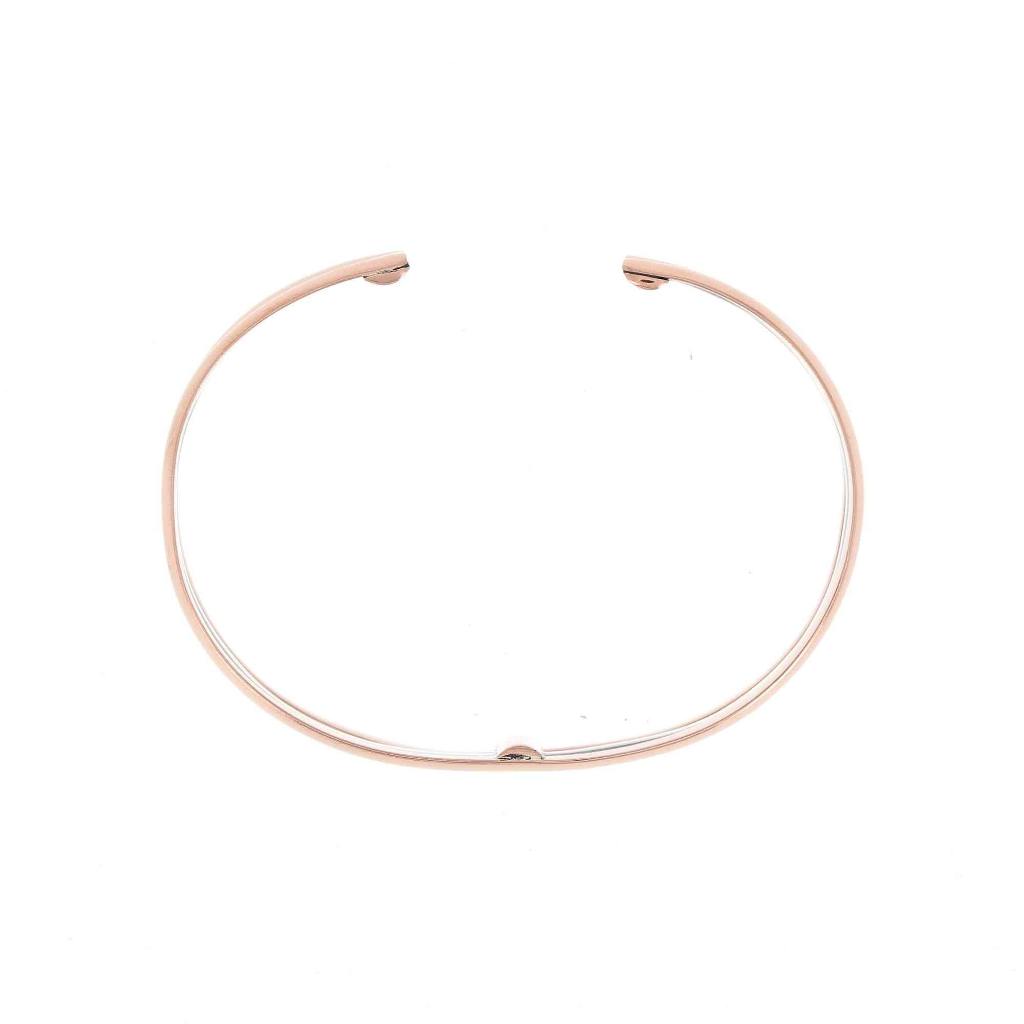 Bracelet Manchette En Cuivre Et Métal Argenté - Ouvragé, Style Bohème, Occasion TTBE