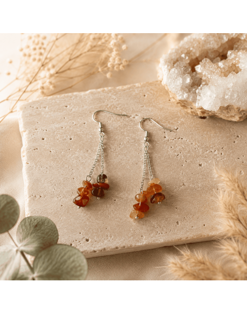 Boucles d’oreilles Cornaline naturelle | Au Fol Argent