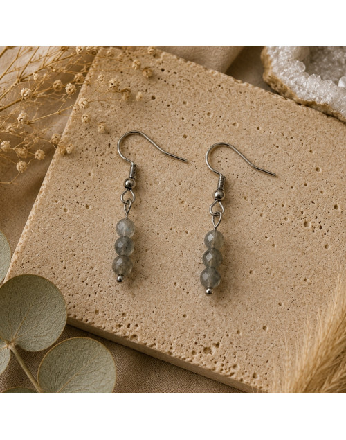 Boucles d’oreilles Labradorite naturelle 4 mm | Pierre de protection