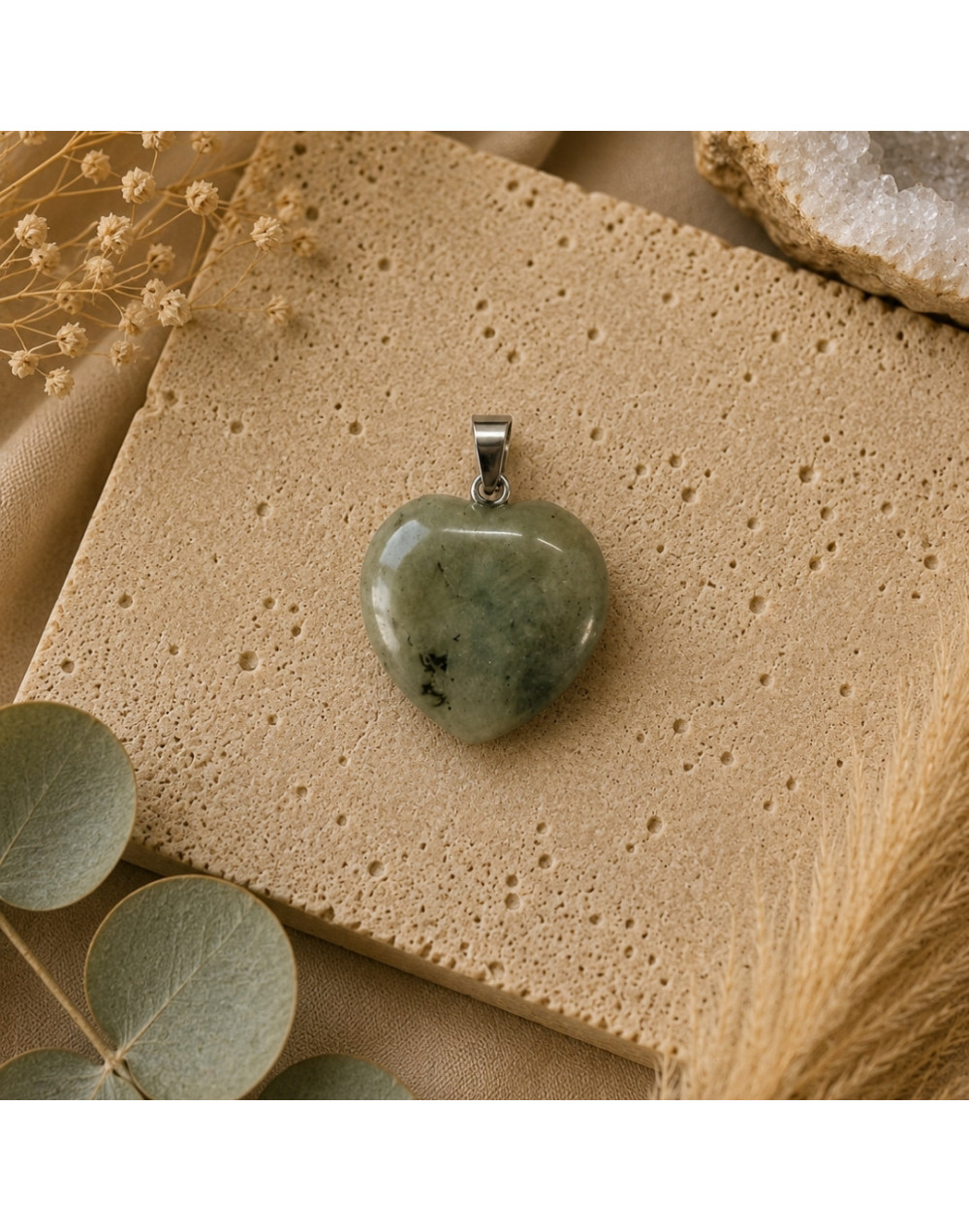 Pendentif cœur en Labradorite naturelle 20 mm