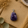 Pendentif Améthyste rubanée naturelle AA | Pierre roulée 15 à 30 mm