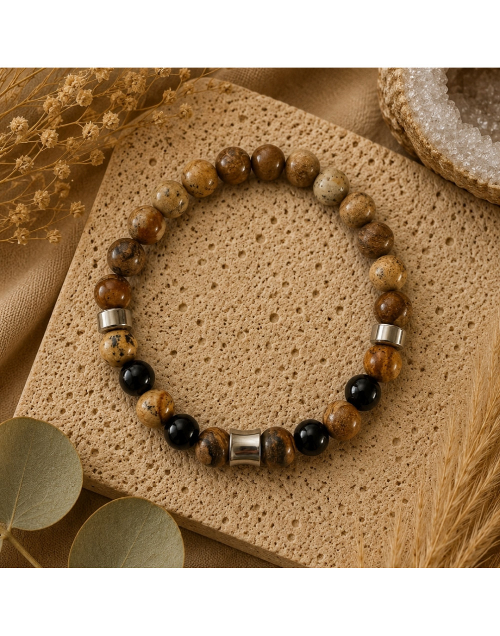 Bracelet Onyx & Jaspe Paysage