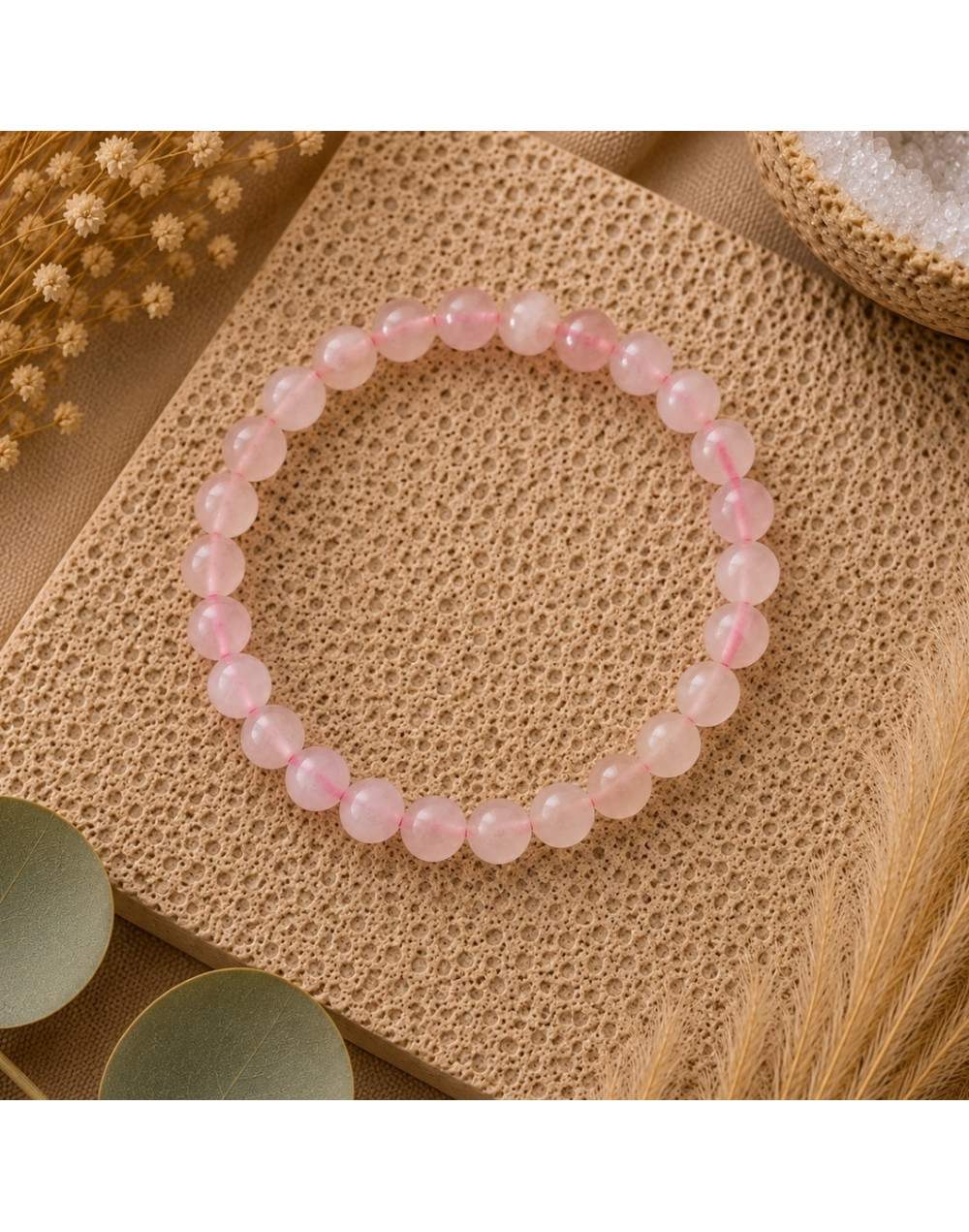 Bracelet Quartz Rose A+ 6 mm | Pierre naturelle du Brésil | Taille enf