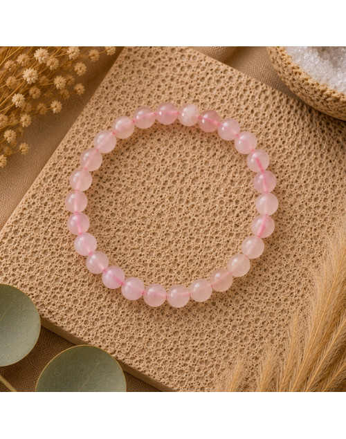 Bracelet Quartz Rose A+ 6 mm | Pierre naturelle du Brésil | Taille enf