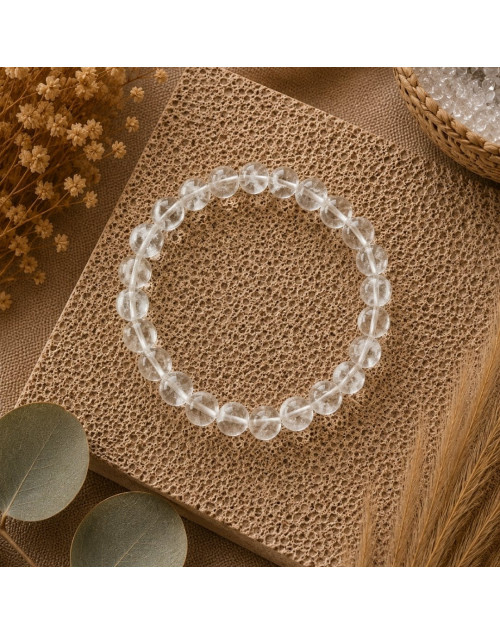 Bracelet Cristal de Roche naturel 8 mm | Pierre du Brésil