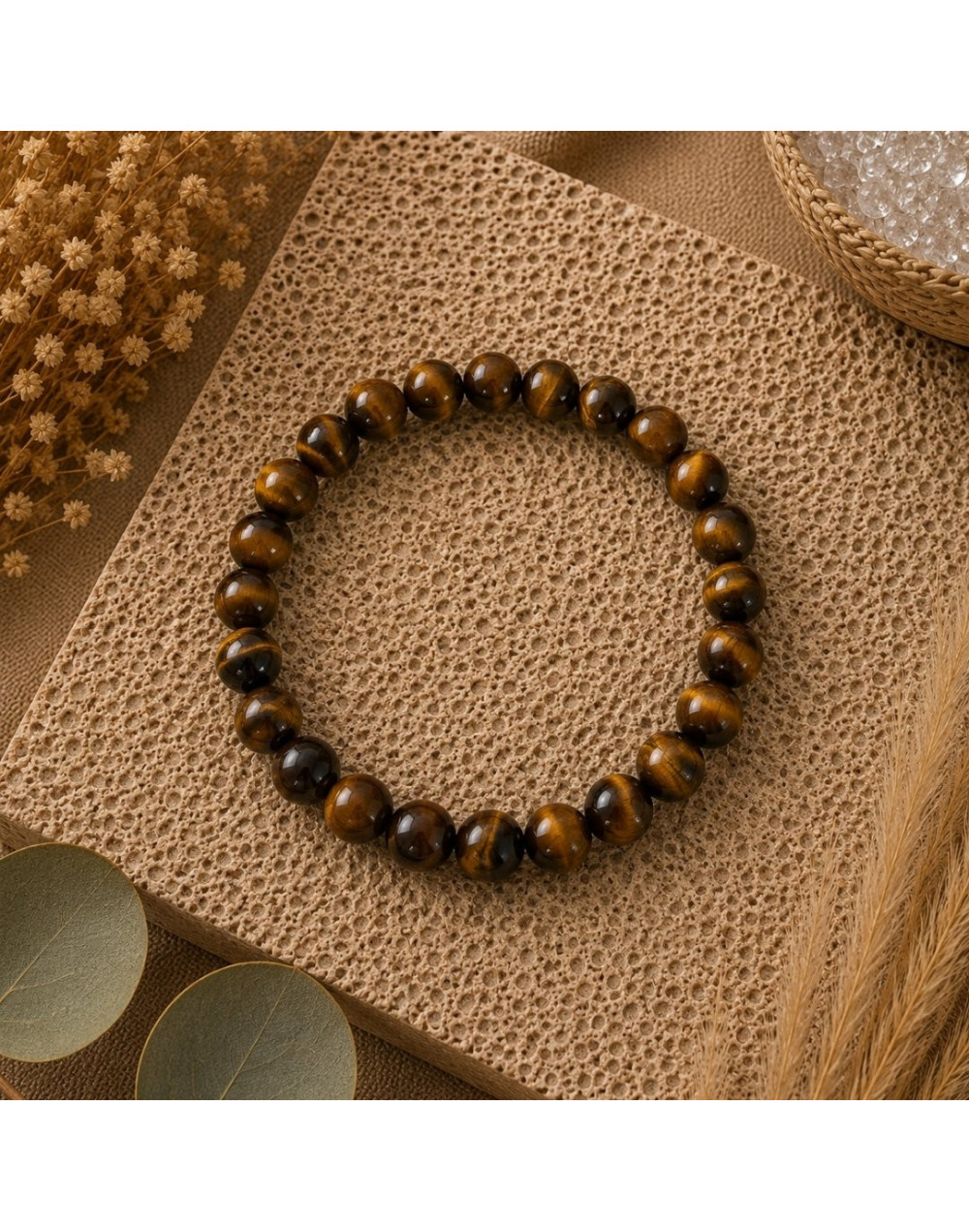 Bracelet Œil de Tigre naturel 8 mm | Pierre d’Afrique du Sud