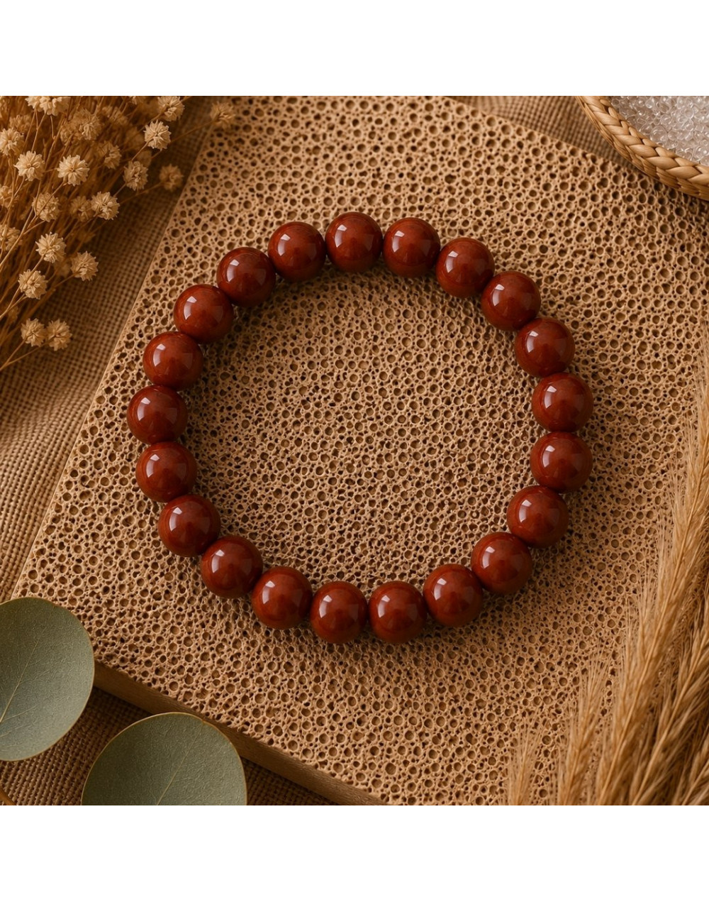 Bracelet Jaspe Rouge naturel 8 mm | Pierre d’Afrique du Sud