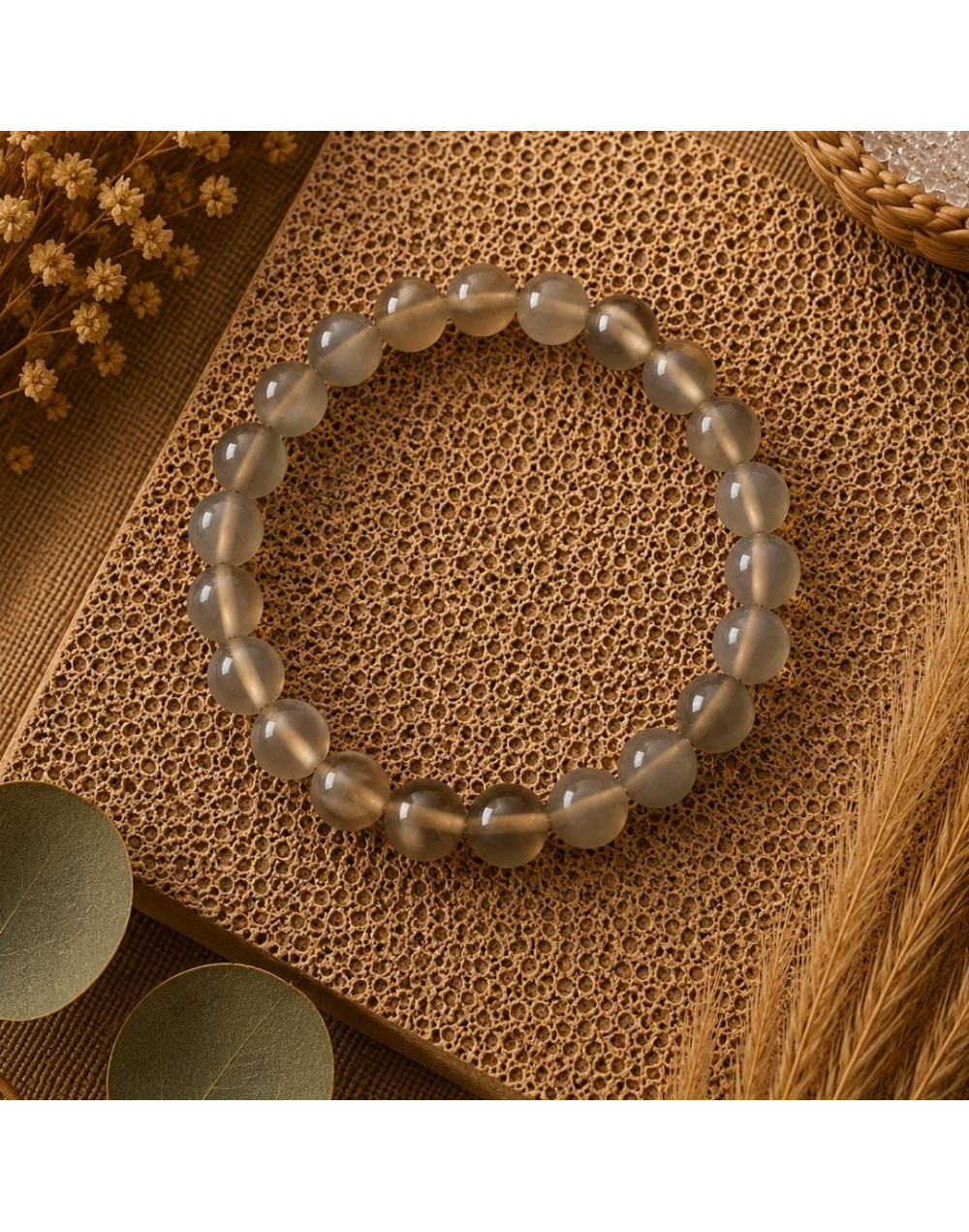 Bracelet Agate Grise du Botswana 8 mm | Pierre naturelle