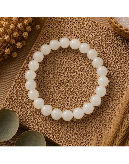 Bracelet Jade Blanc naturel 8 mm | Pierre de sérénité
