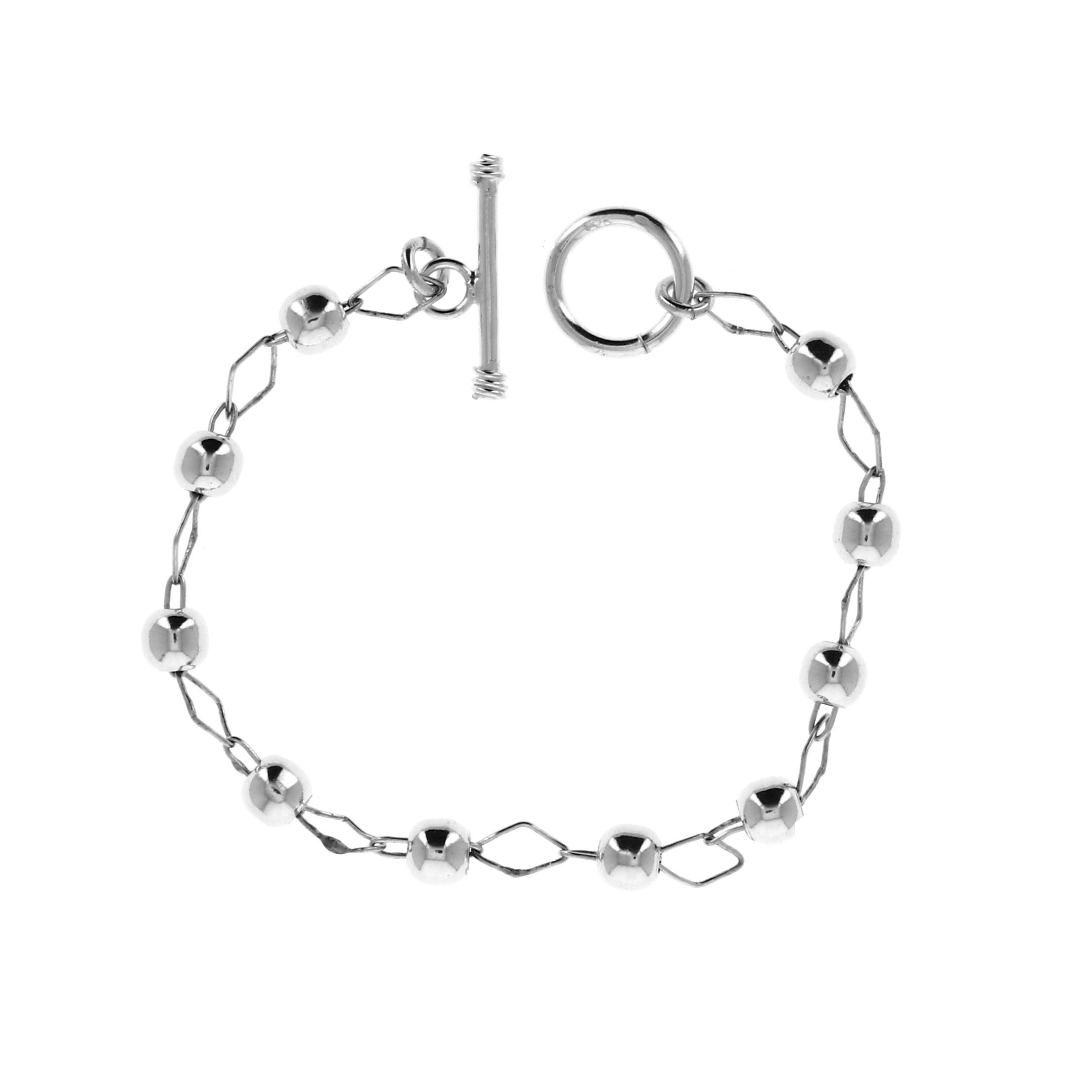 Bracelet En Argent Massif 925 - Modèle Boules, Bijou Intemporel - Occasion Porté