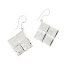 Boucles d'oreilles argent fripé losange formé de quatre carrés