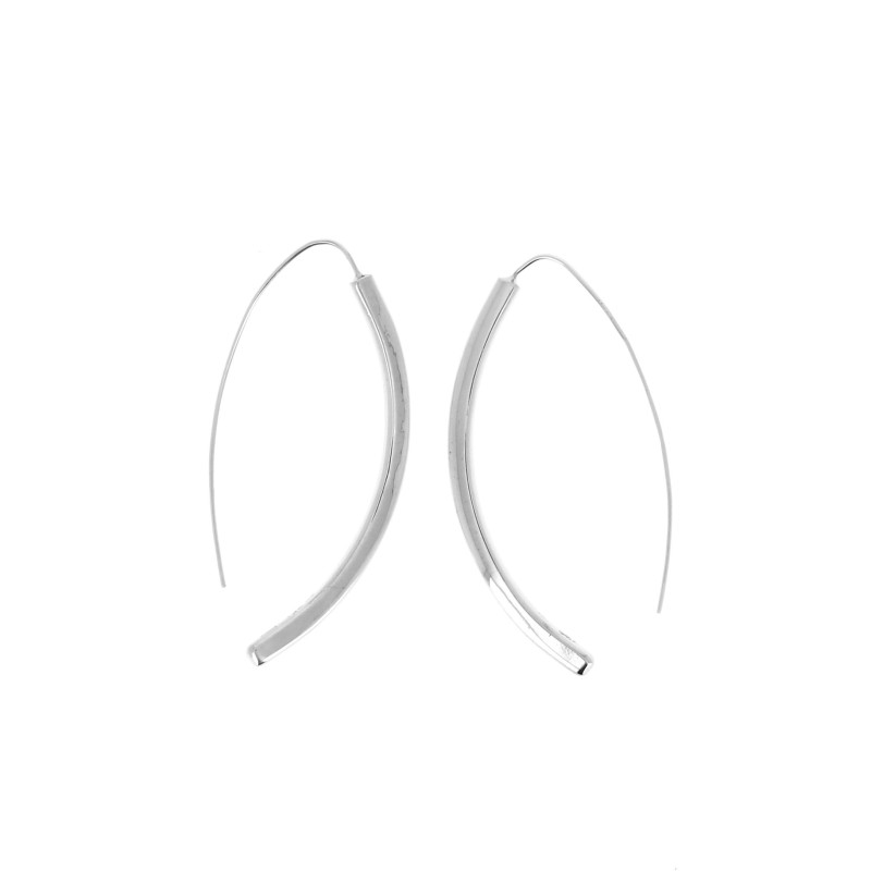 Boucles D Oreilles En Argent Tige Rectangulaire Arrondie