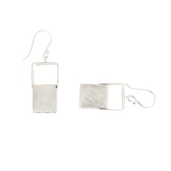 Boucles d'oreilles argent brossé double cube