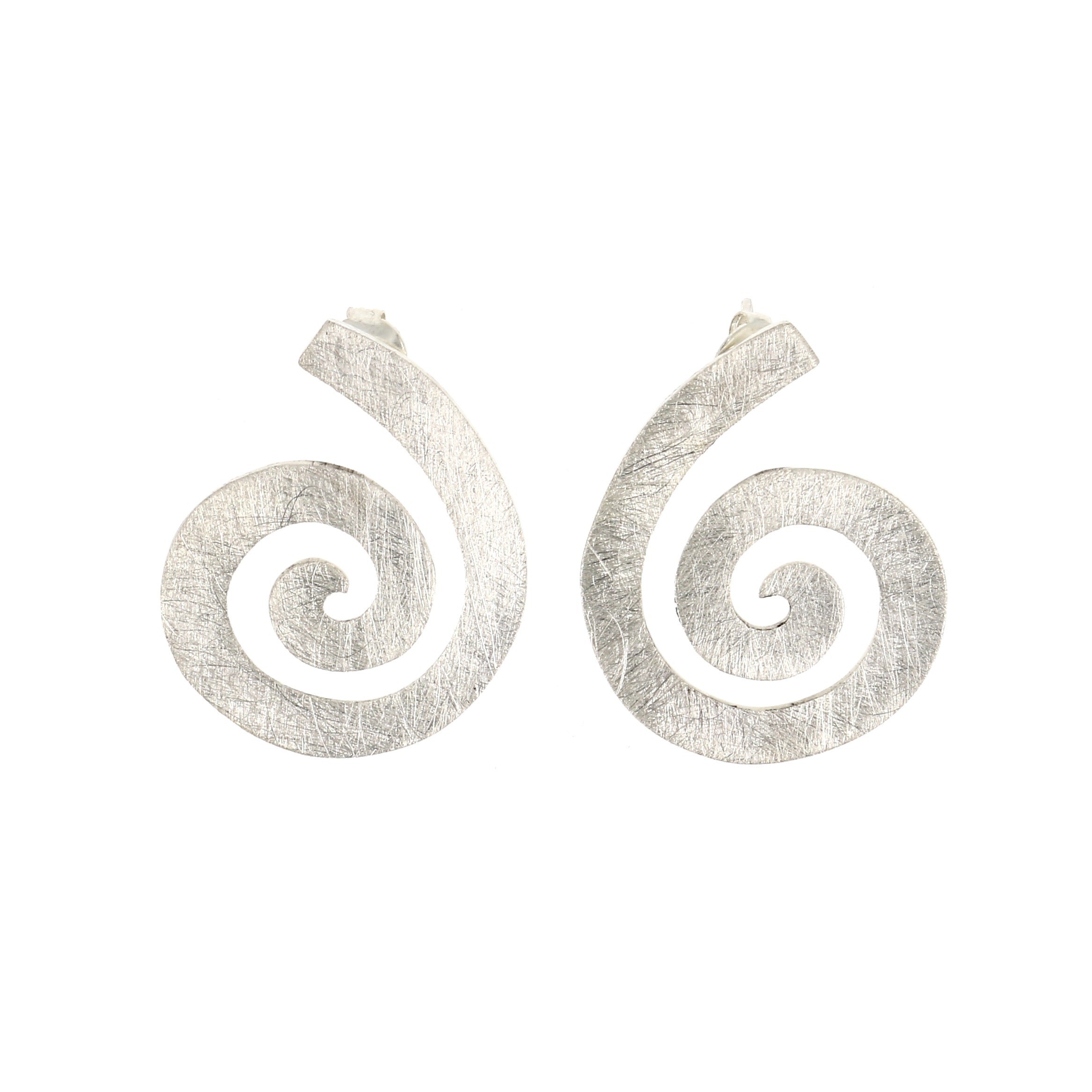 Boucles D'oreilles Tombantes Argent 925 – Motif Spirale, Fait Main, Indonésie