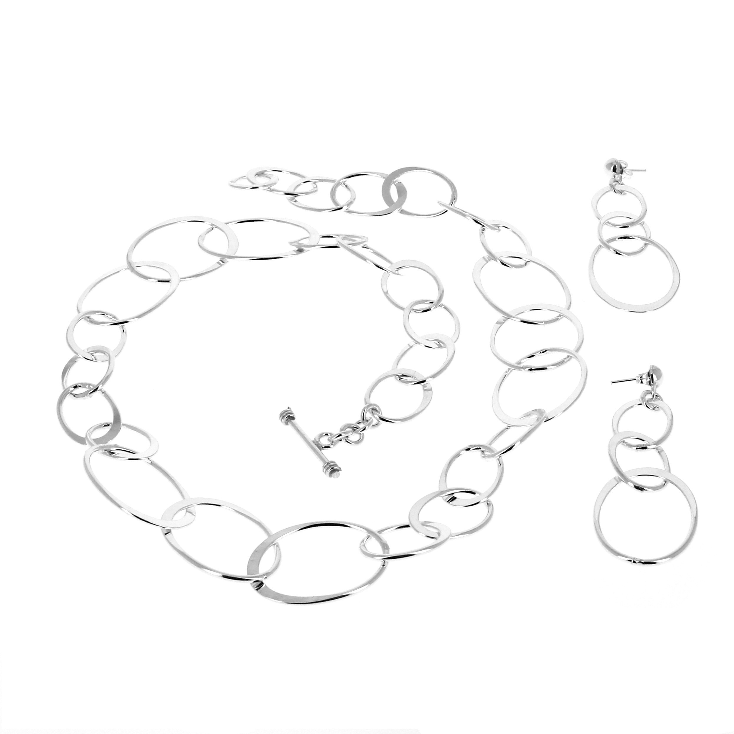 Boucles D'oreilles Anciennes En Argent + Pendentif Assorti - Lot Complet - Très Bon état