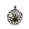 Pendentif en argent grosse boule alvéolée et cristal vert