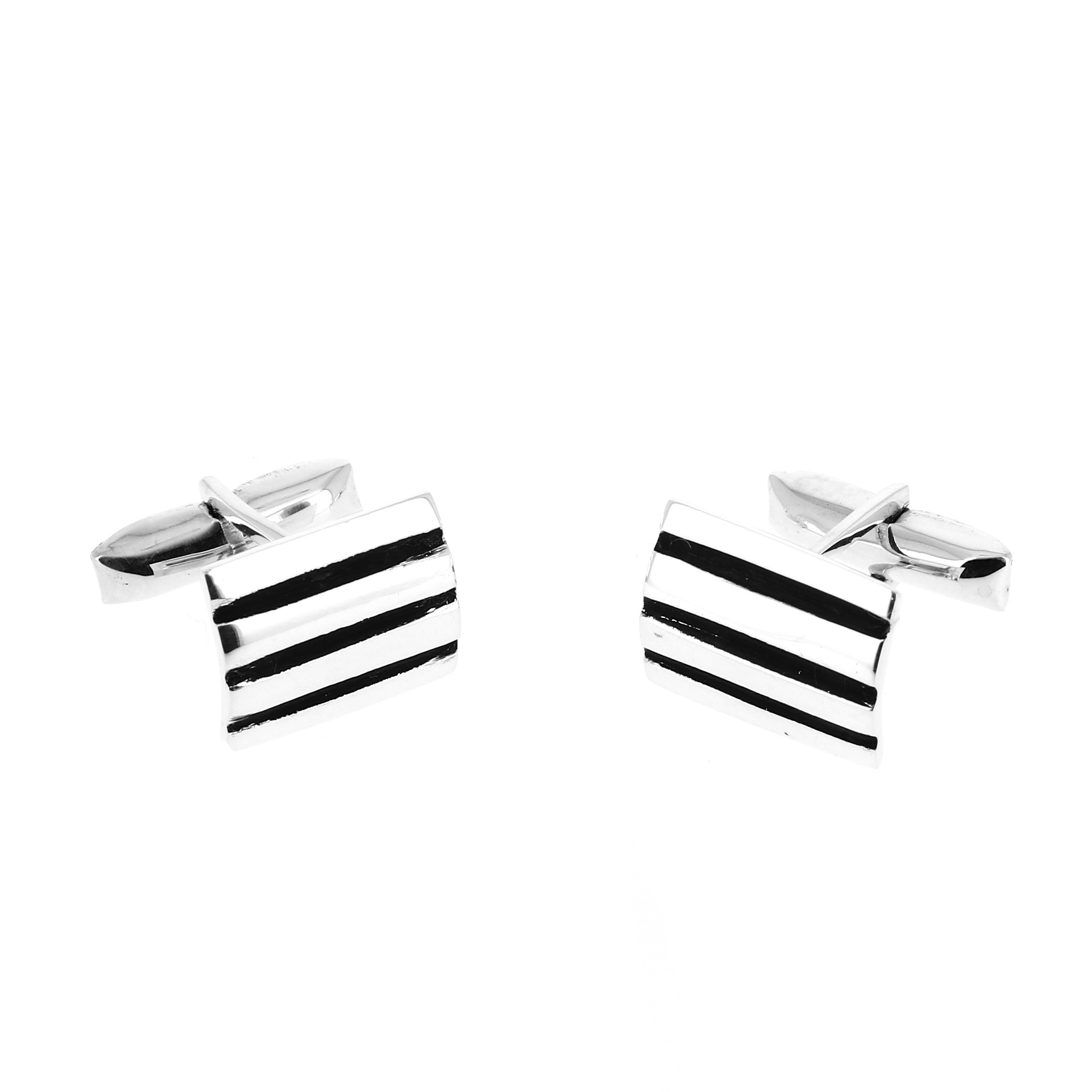 Boutons De Manchette Argent Massif 925 - Bande Mate - Design Élégant Homme Moderne