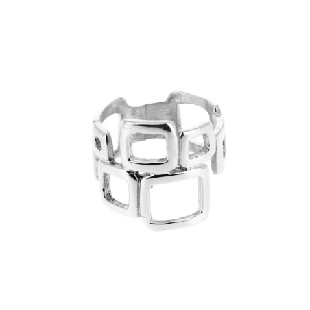 Bague en argent multiples carrés