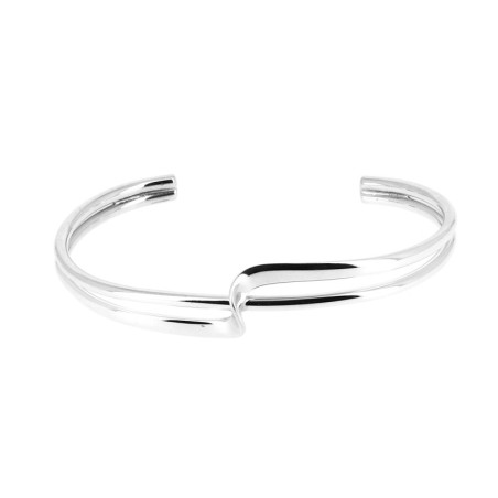 Bracelet en argent deux tiges ronde et plate tournante
