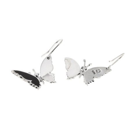 Boucles d'oreilles en argent et bois papillon petites ailes