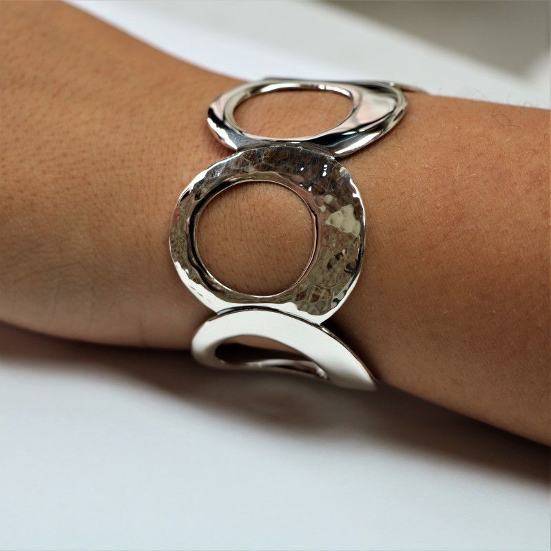 bracelet stella argent martelé pierre