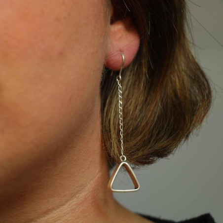 Boucles d'oreilles en argent triangle et chaînette