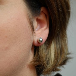 Boucles d'oreilles en argent petite boule diamètre 0.8 cm