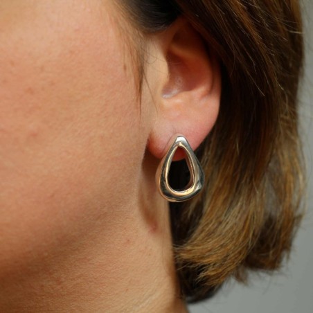 Boucles d'oreilles en argent forme ovale évidé