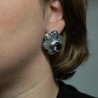 Boucles d'oreilles en argent et cristal grande fleur