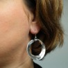 Boucles d'oreilles en argent double rond perle grise