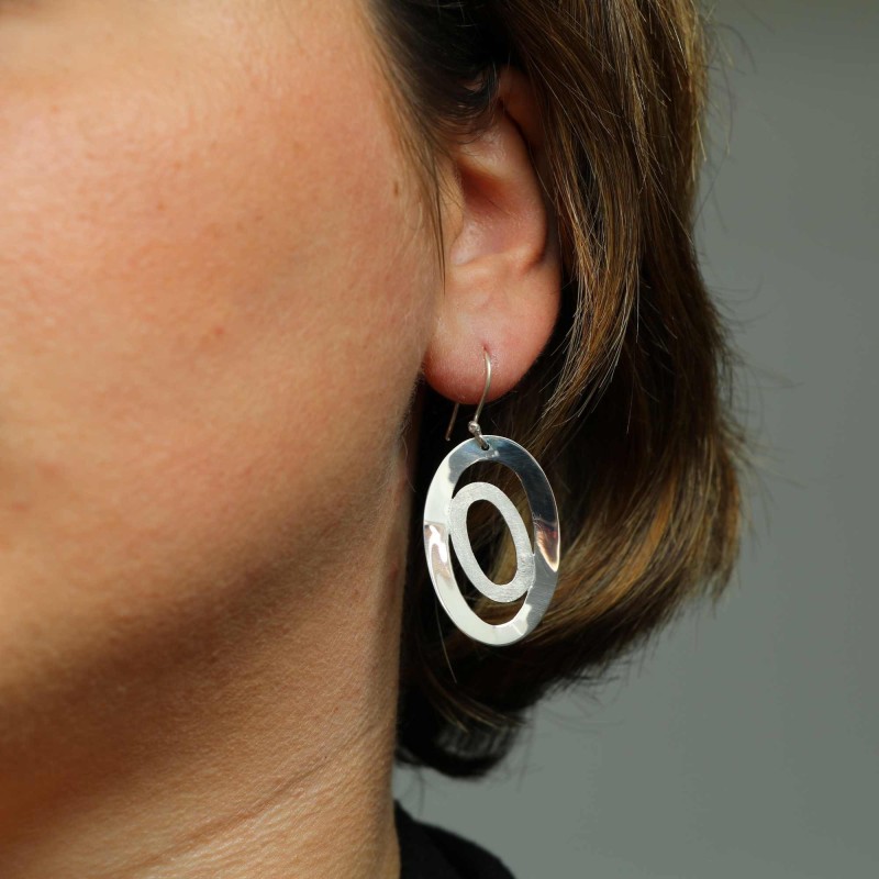 Boucles D'oreilles En Argent Sterling 925 - Opales Doublet Bleu Vert - Clous Pendants Femme