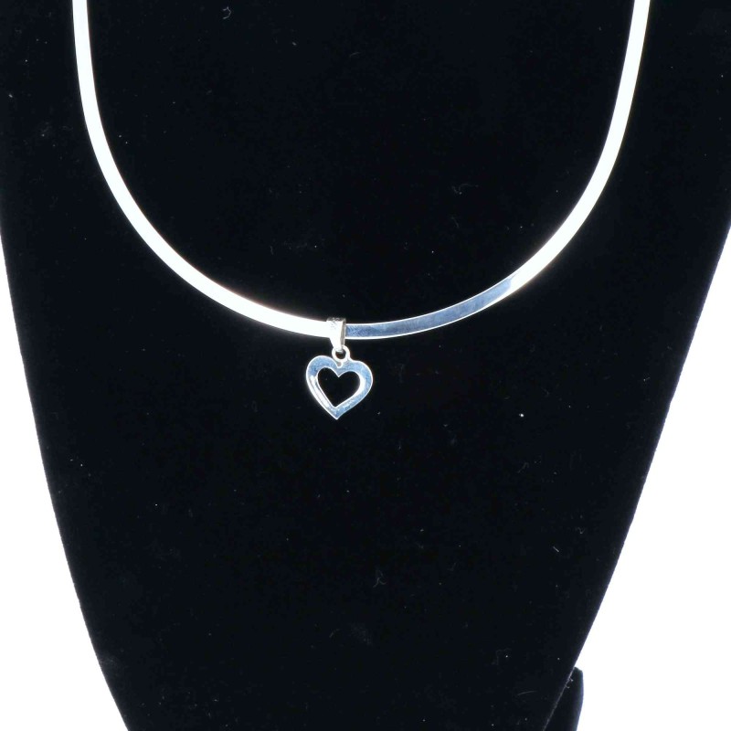 Pendentif Cœur En Argent Massif Avec Zirconium – Occasion
