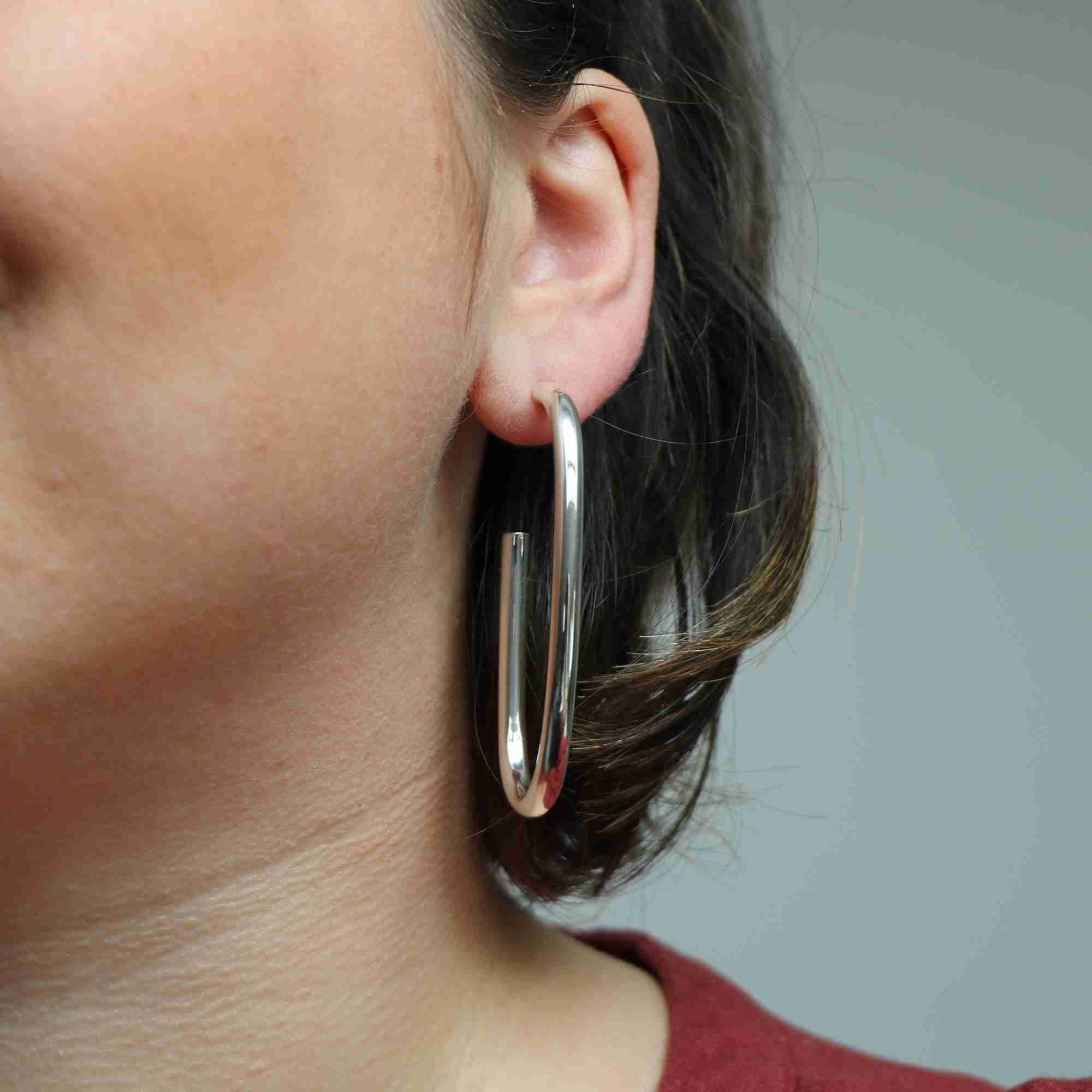 Boucles d'oreilles ovales faites main en argent sterling labradorite, style vintage - France