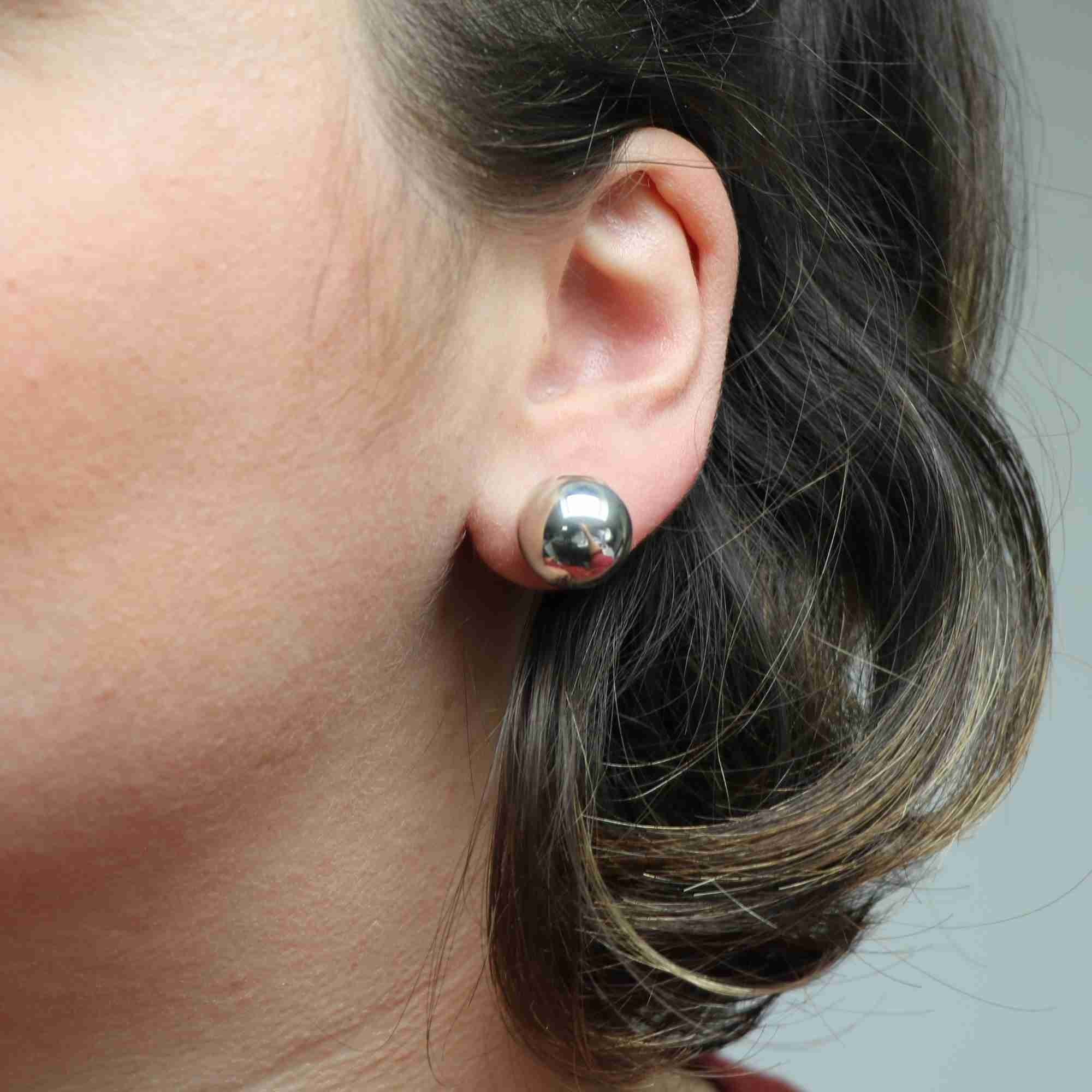 Boucles D'oreilles Créoles Ouvertes Avec Boule En Argent 925 Rhodié - Marque Bijouxia, Neuf Avec étiquettes
