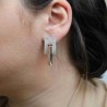 Boucles d'oreilles en argent brossé et lisse deux rectangles